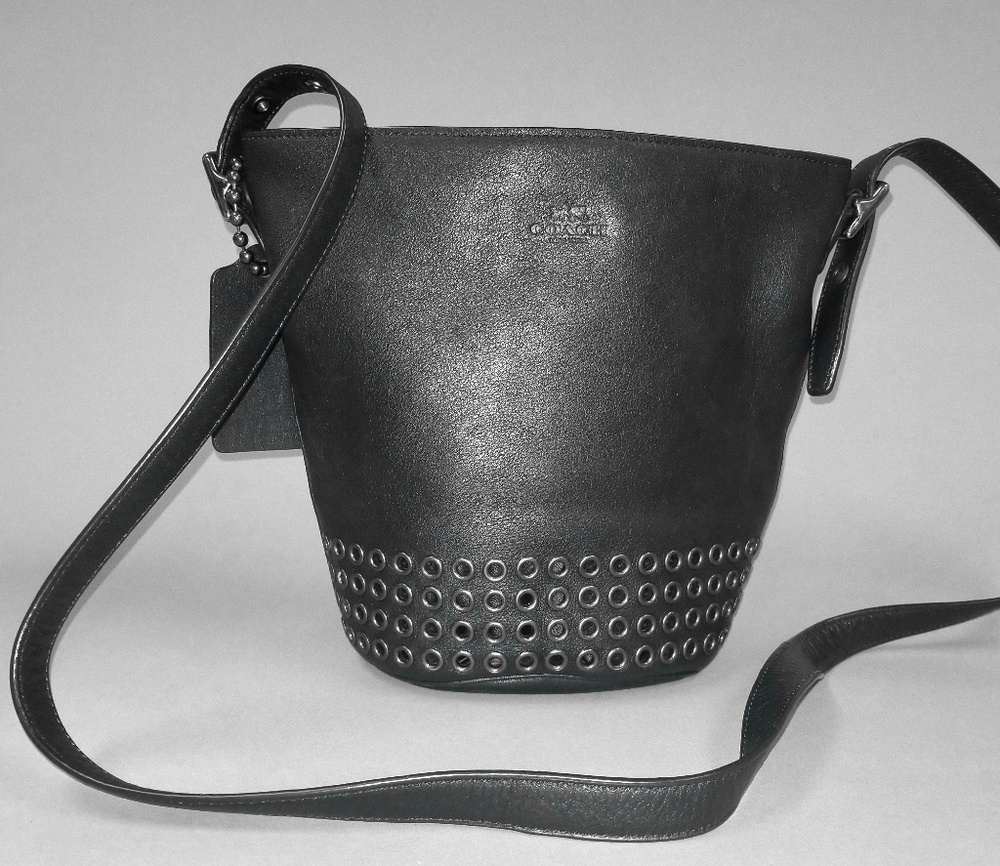 Coach Bleeker Mini Bucket Bag Black with Grommets